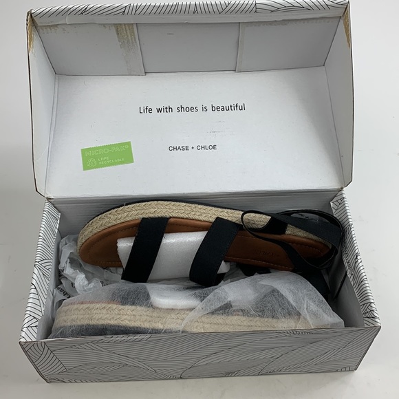 Chase + Chloe Jenea Espadrille Sandals Black Tan Size 9 New NWT - Picture 9 of 13